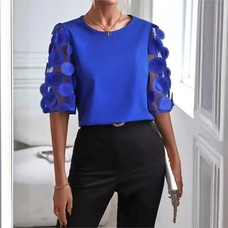 Zomersyde Mesh Splicing Blouse Top