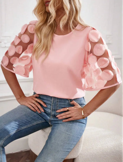 Zomersyde Mesh Splicing Blouse Top