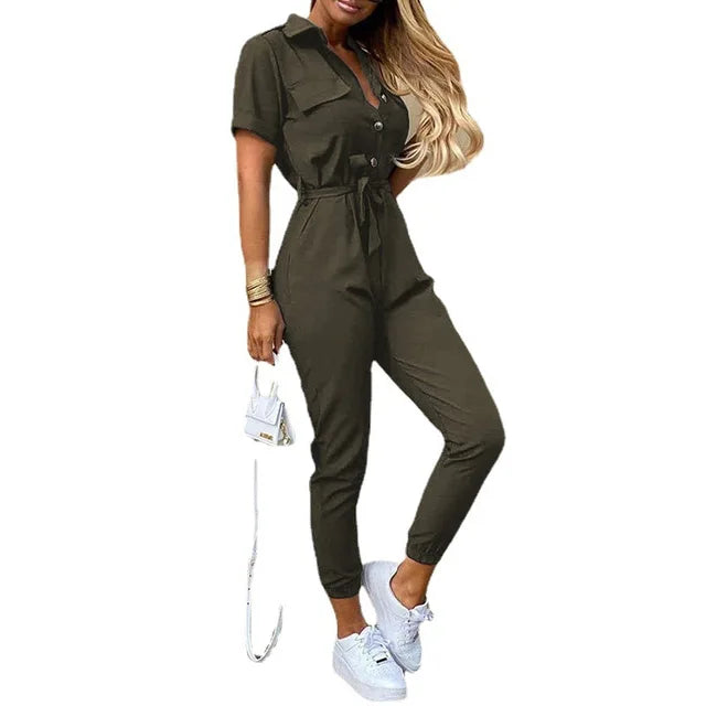 ChicStyle's Stylish Vintage Belted Jumpsuit for Women - Perfect for Any Occasion