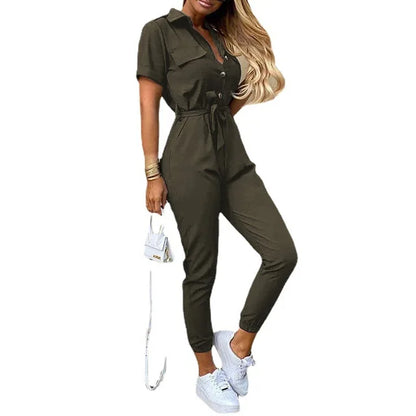 ChicStyle's Stylish Vintage Belted Jumpsuit for Women - Perfect for Any Occasion