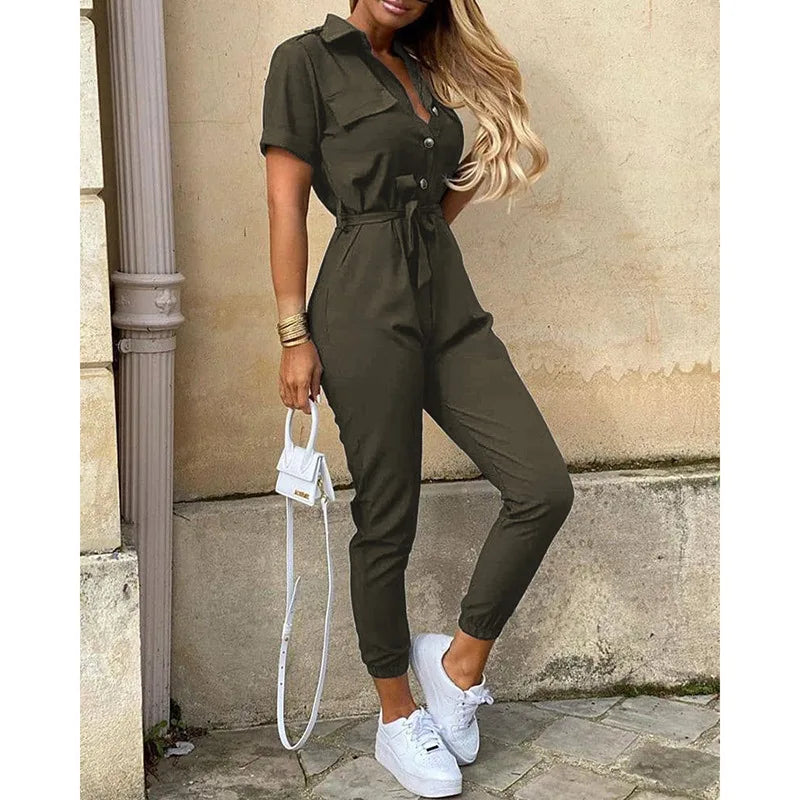 ChicStyle's Stylish Vintage Belted Jumpsuit for Women - Perfect for Any Occasion