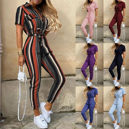 ChicStyle's Stylish Vintage Belted Jumpsuit for Women - Perfect for Any Occasion