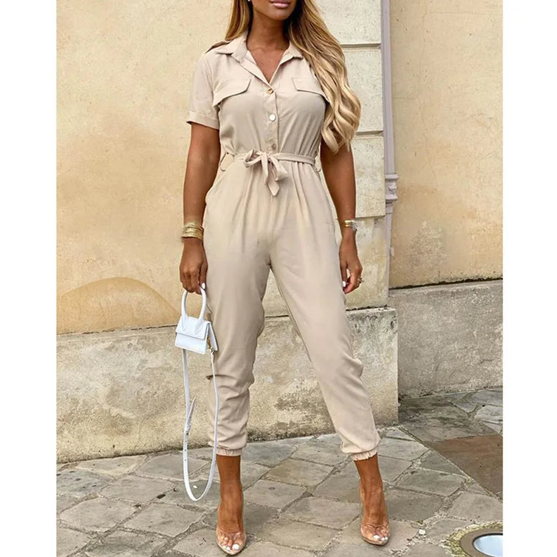 ChicStyle's Stylish Vintage Belted Jumpsuit for Women - Perfect for Any Occasion