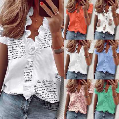 LuxeLuna Retro Print Slim Blouse