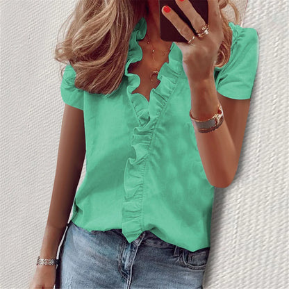 LuxeLuna Retro Print Slim Blouse