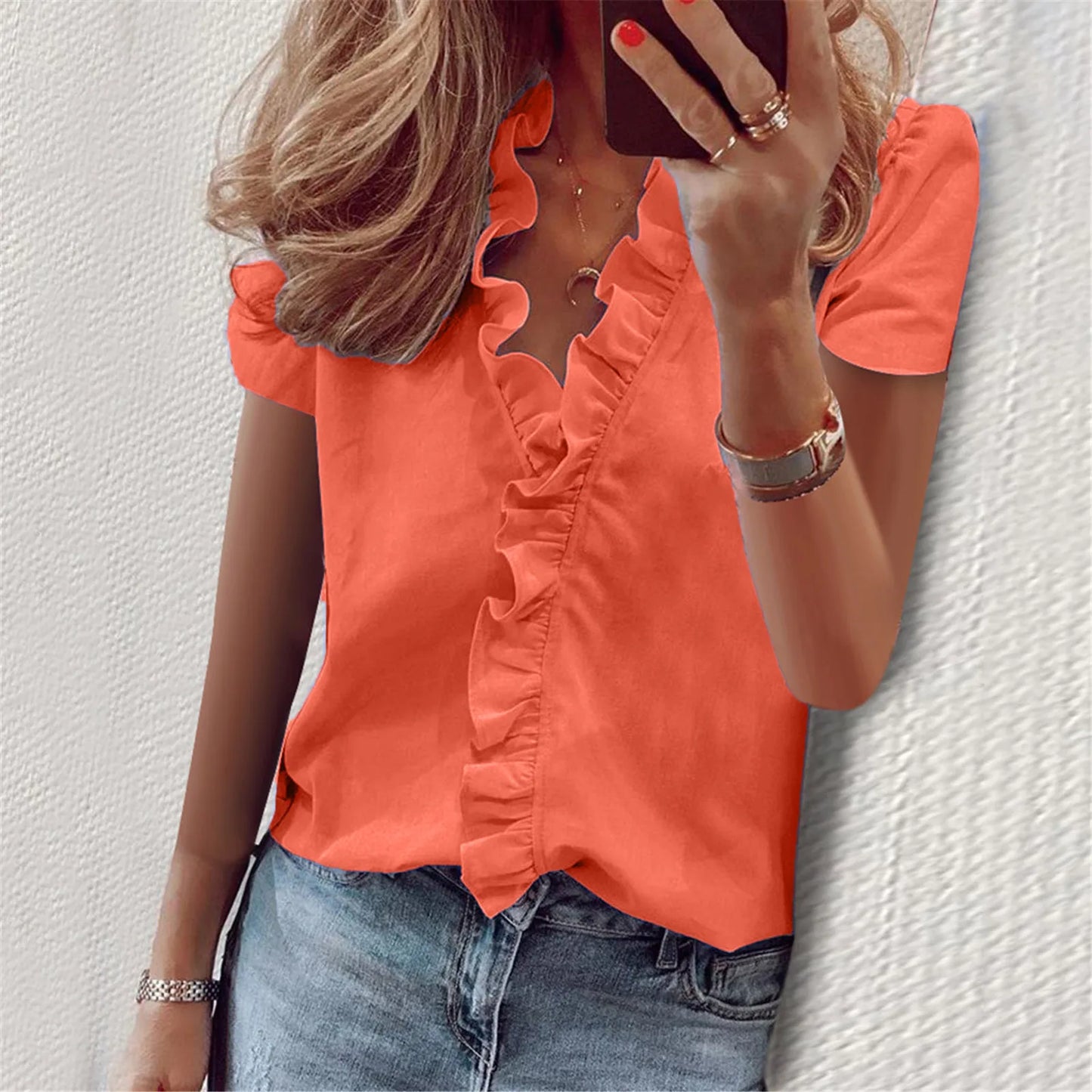 LuxeLuna Retro Print Slim Blouse