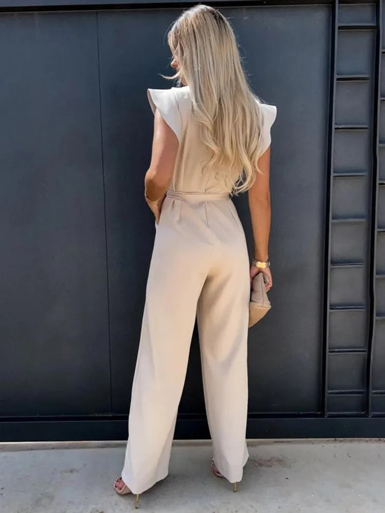 VELANORA- Elegante Jumpsuit met Wijde Pijpen