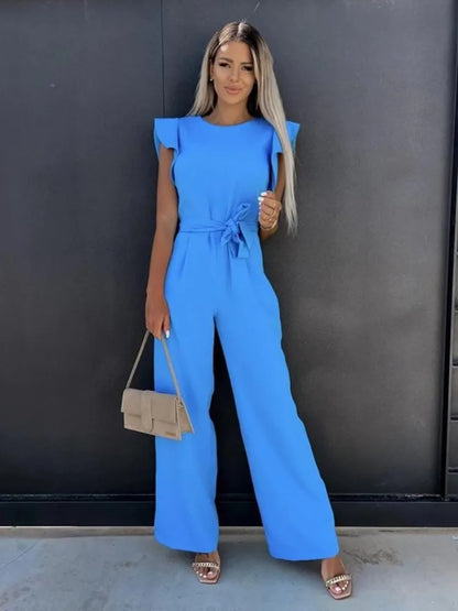 LuxeMode - Cerys Elegante Ruche Jumpsuit met Bijpassende Riem