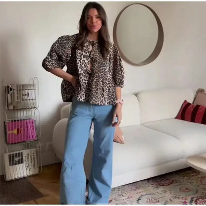O leeter Mode Luipaardblouse