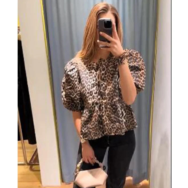 O leeter Mode Luipaardblouse