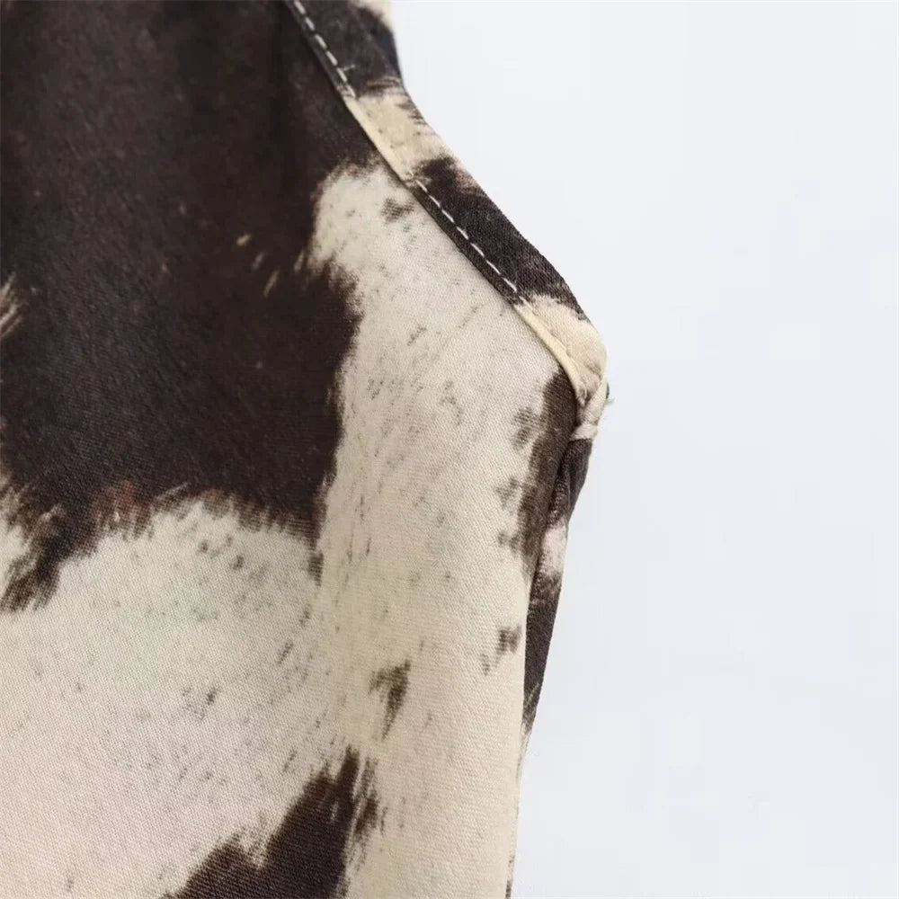 Bellezza Moda Dierpatroon Zijde Satijnen Slip Jurk