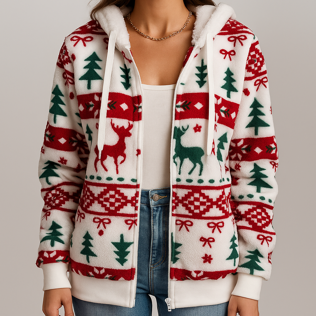 Kerst Hoodie voor Vrouwen met Feestelijke Print en Zachte Stof - Mode Vibes