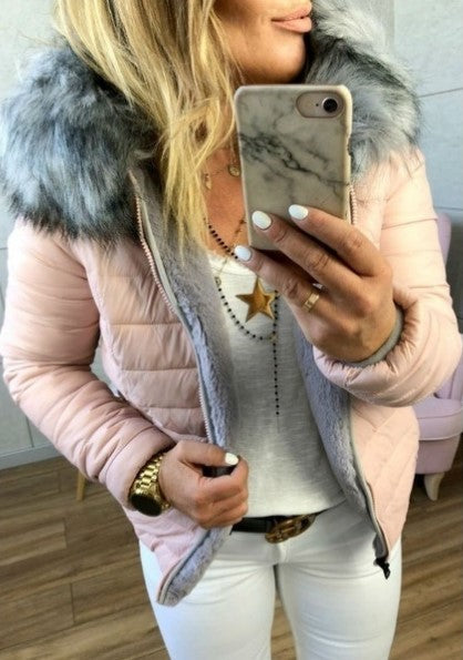Dames Winterjas Gewatteerd met Faux Fur Capuchon Warm en Stijlvol