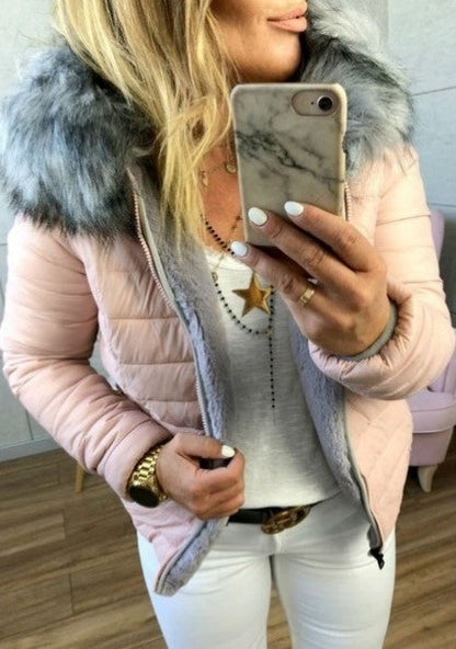 Dames Winterjas Gewatteerd met Faux Fur Capuchon Warm en Stijlvol