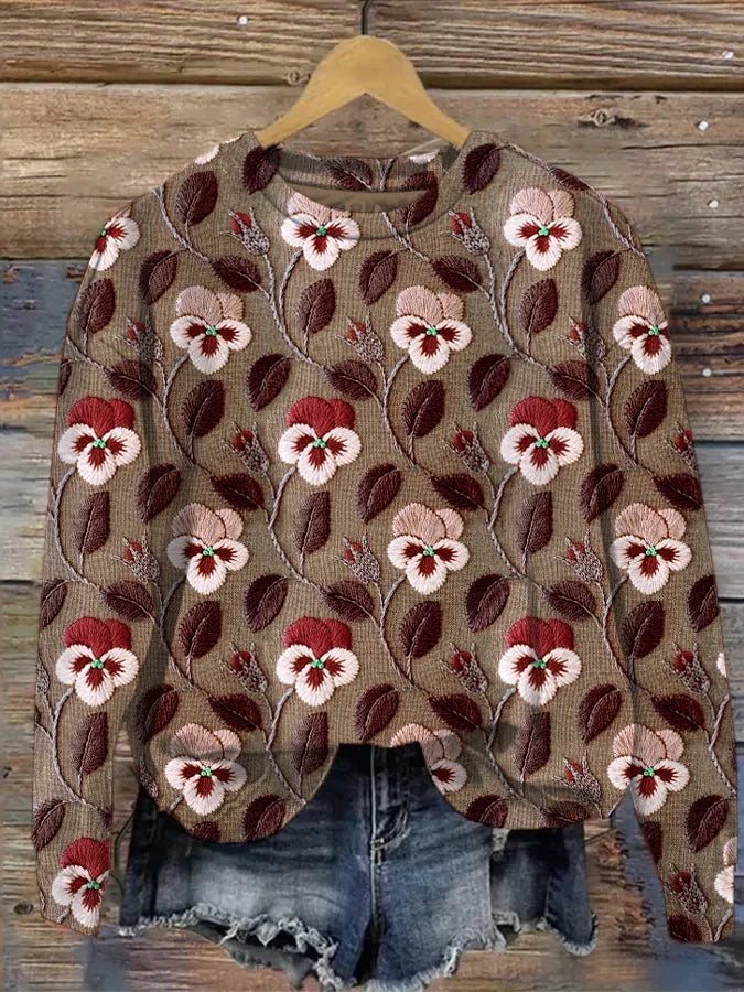 Vrouwelijk Sweatshirt met Bloemenprint Zacht en Comfortabel