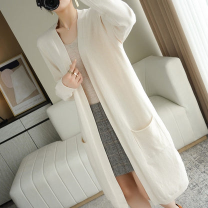 Dames Lang Gebreid Vest Trendy Stijlvol