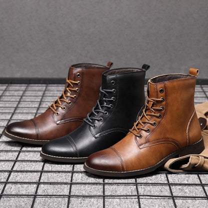 Leren Herenboots met Vetersluiting Klassiek Design