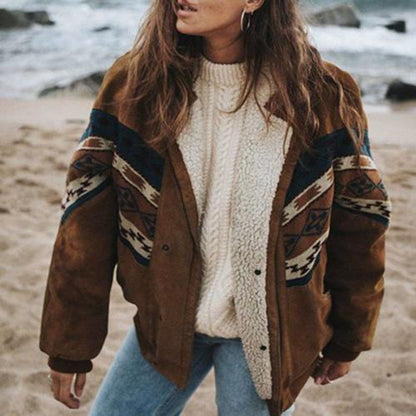 Warme Pluchen Winterjas Retro Stijl voor Dames - Mode Vibes