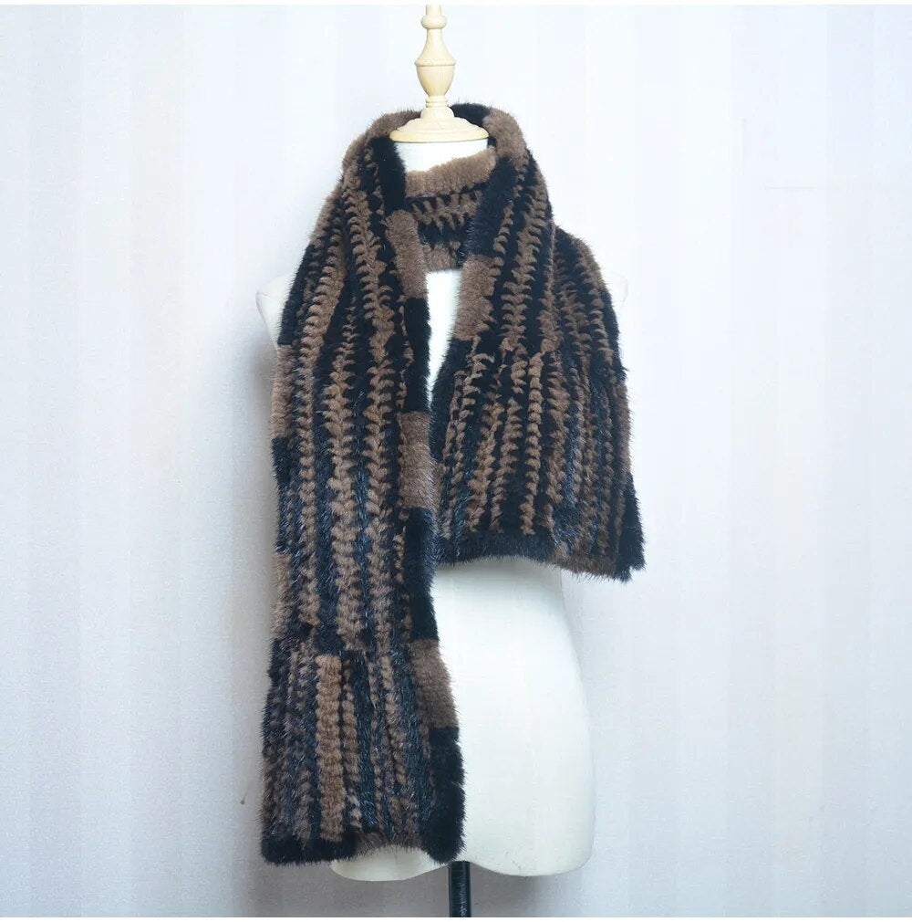 Gebreide Sjaal Warm en Stijlvol Nertsbont Look