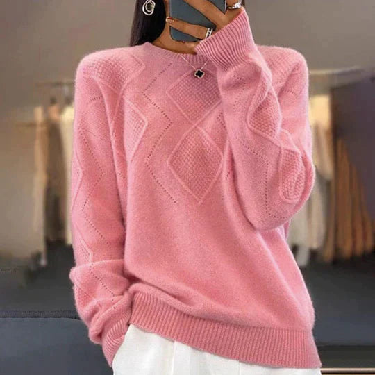Roze Trui Effen Kleur Damestrui - Mode Vibes