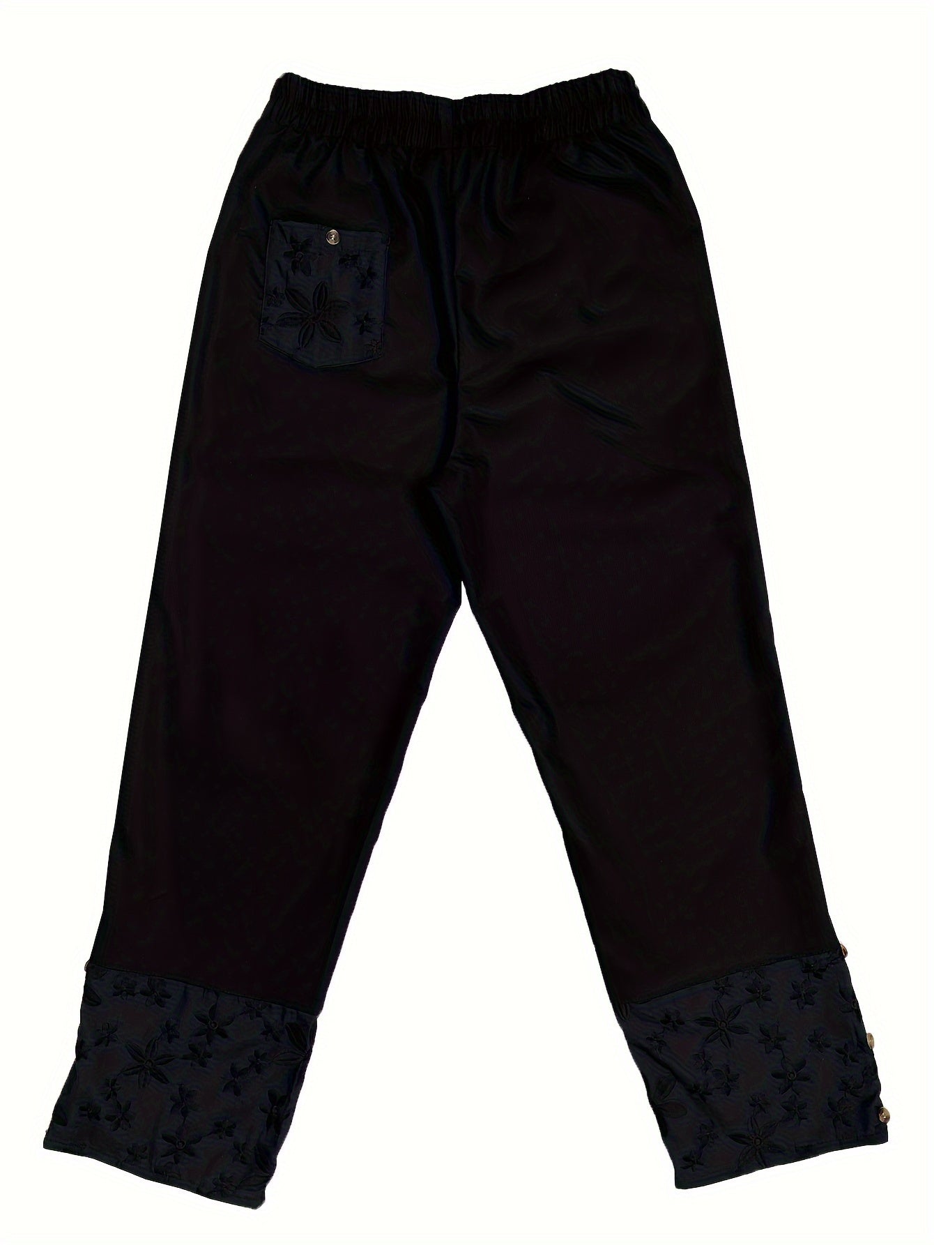 VELANORA- Kantdessin en Elastische Taille Broek