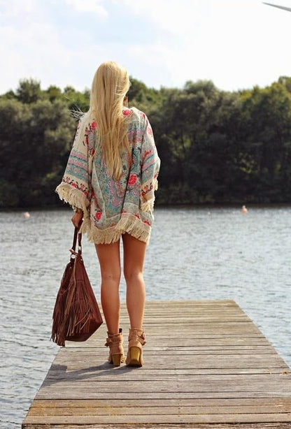 Bloemen Vest Los Vrouwen Veste Zomerse Stijl