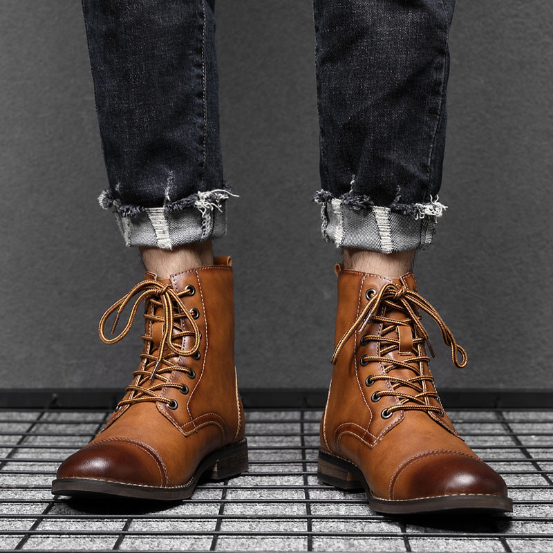 Leren Herenboots met Vetersluiting Klassiek Design