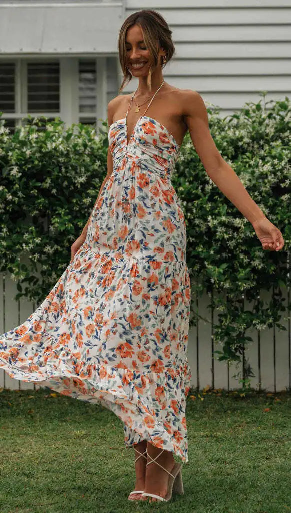 Fleurige Maxi Jurk voor Vrouw Stijlvol en Comfortabel