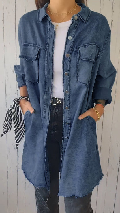 Elssia - Blauwe Denim Jasje Comfortabel Fit