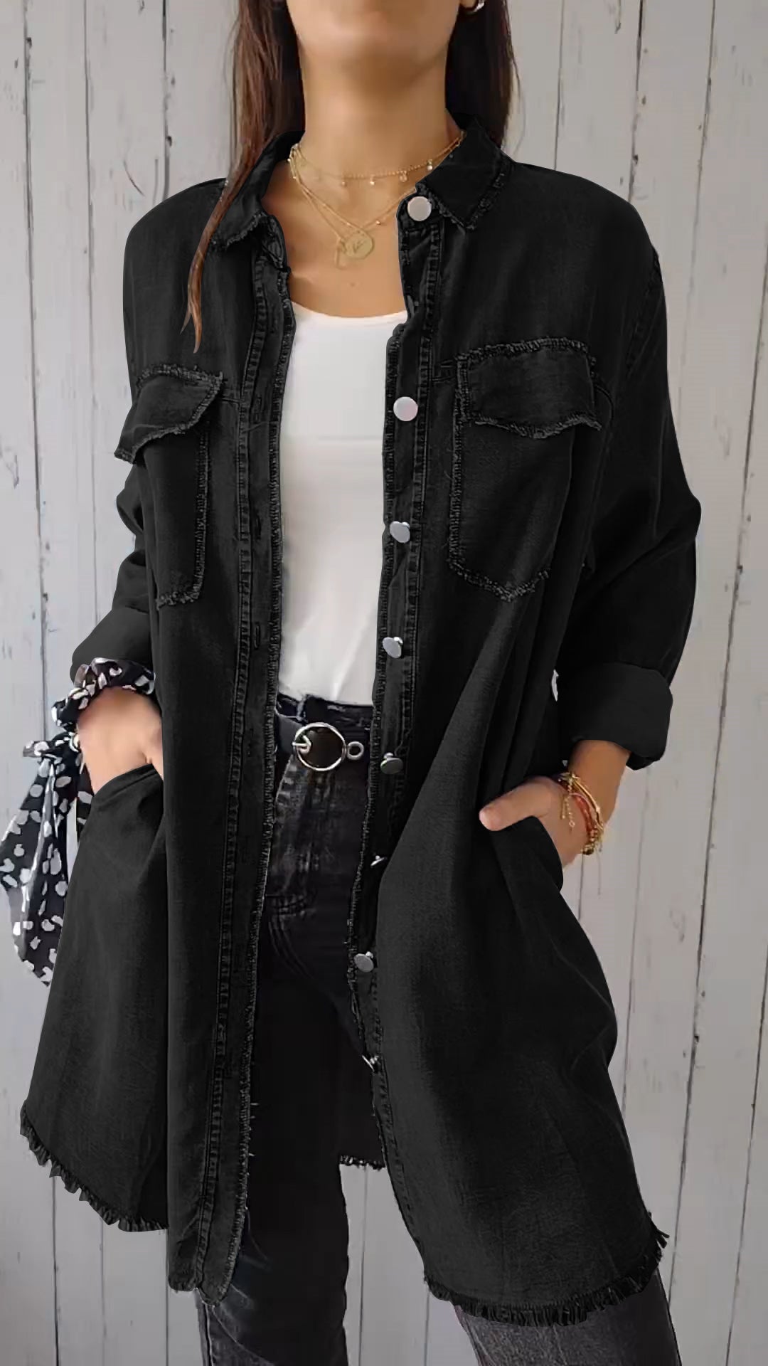 Elssia - Blauwe Denim Jasje Comfortabel Fit