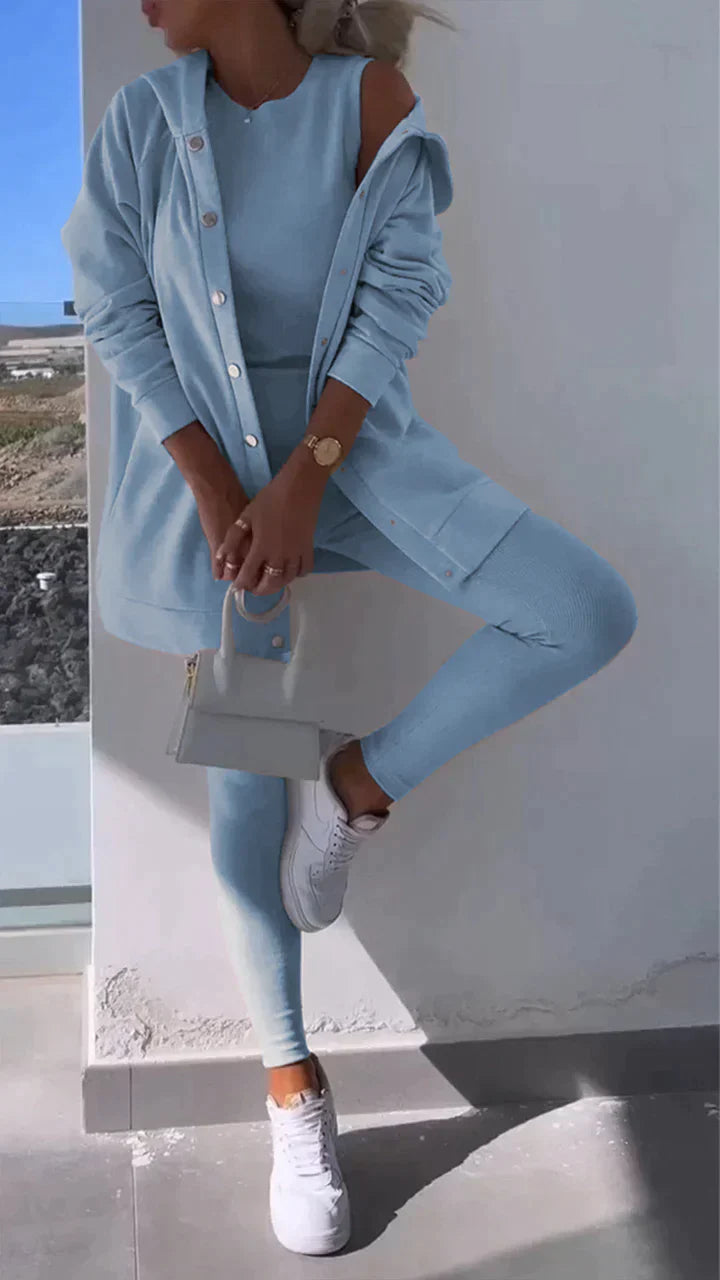 Dames Sportset: Kapuzenjack, Top en Broek
