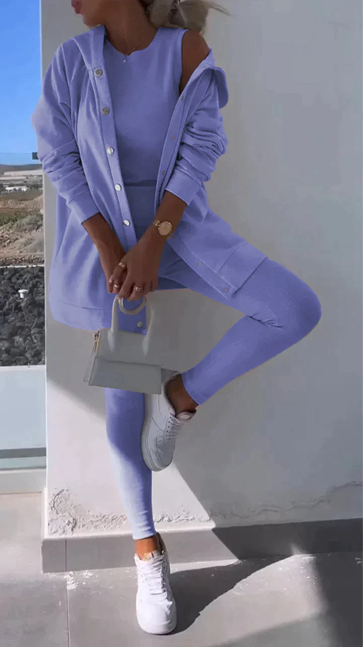 Dames Sportset: Kapuzenjack, Top en Broek
