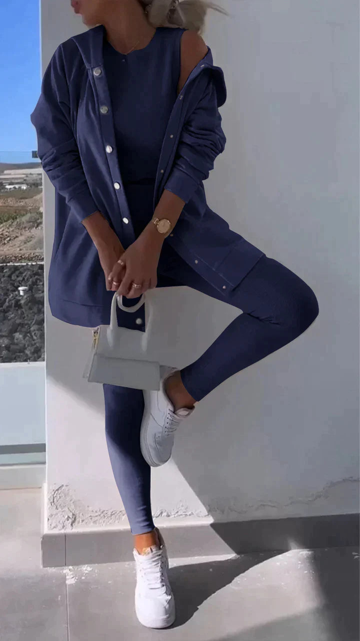 Dames Sportset: Kapuzenjack, Top en Broek