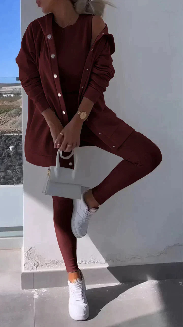 Dames Sportset: Kapuzenjack, Top en Broek