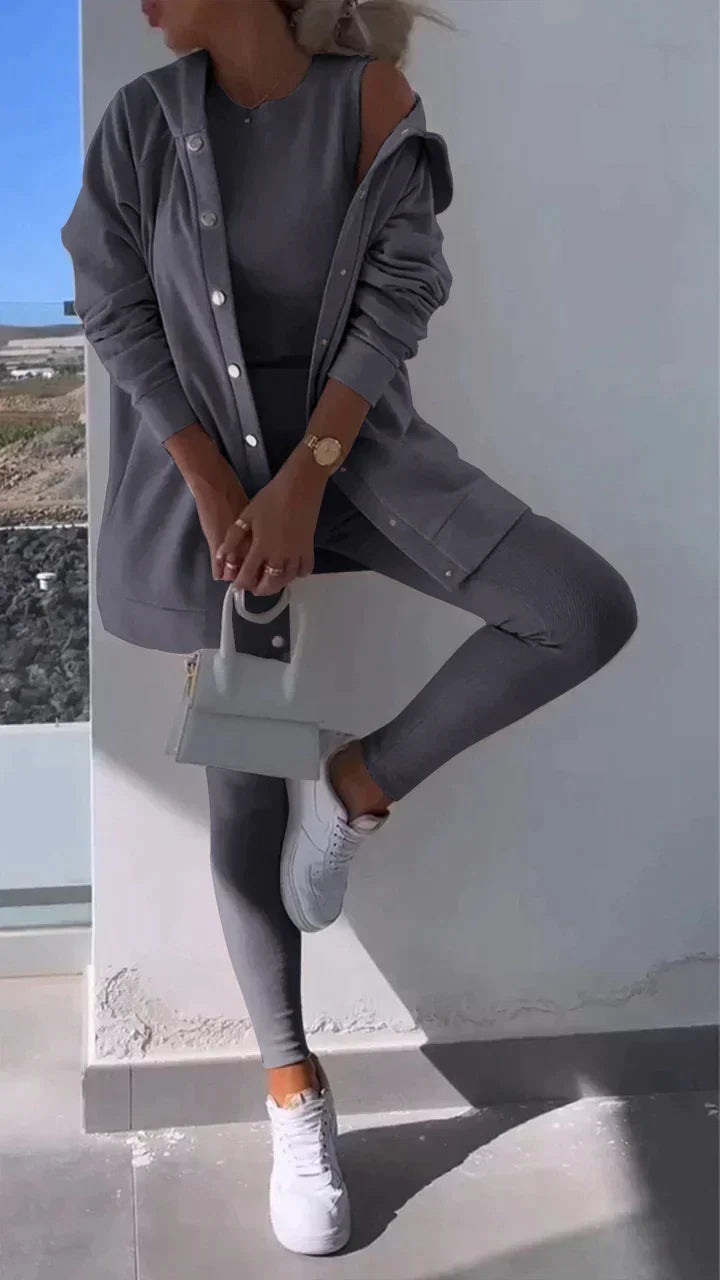 Dames Sportset: Kapuzenjack, Top en Broek