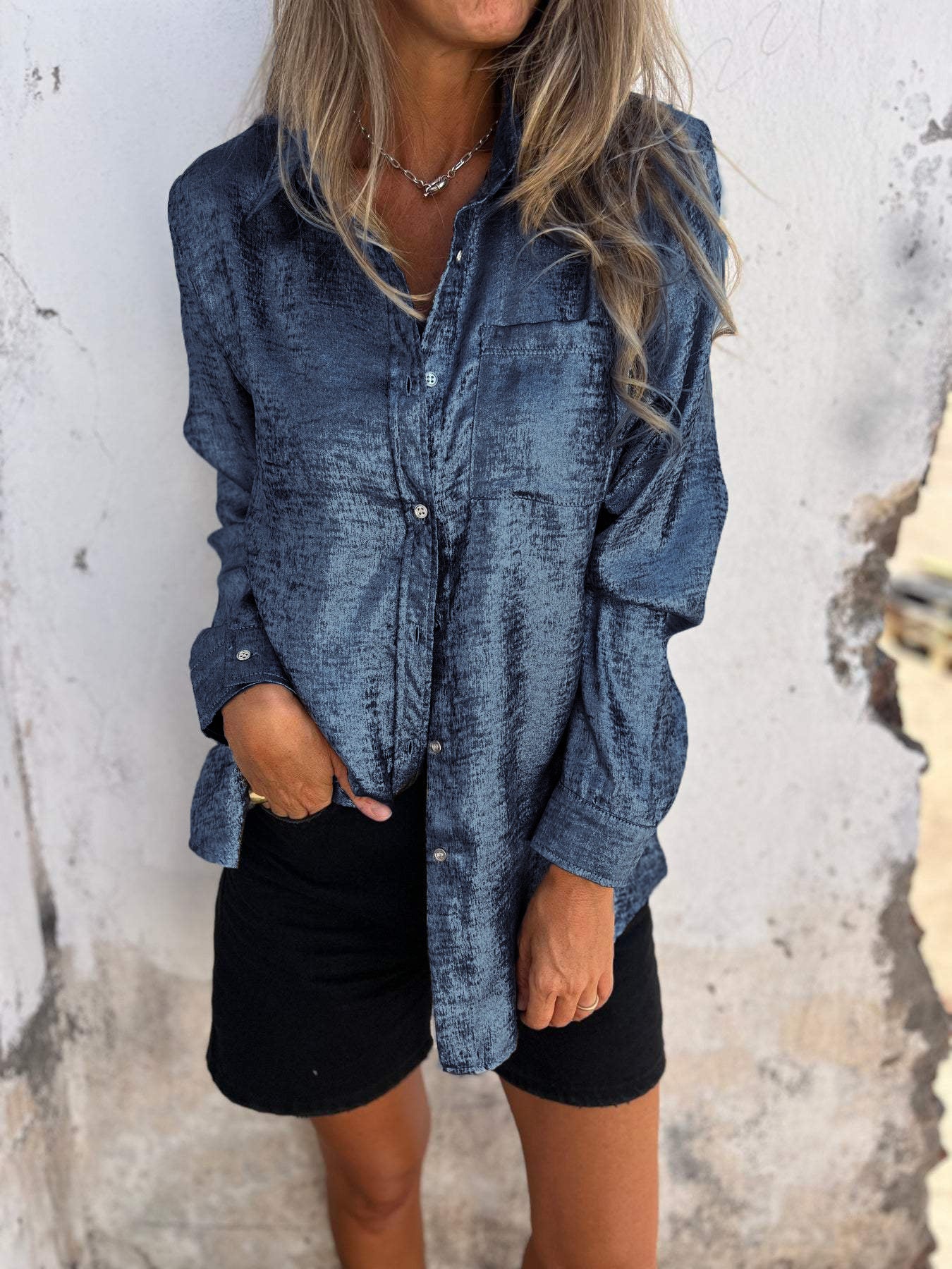 Bella Metalen Blouse voor Glanzende Elegante Avonden