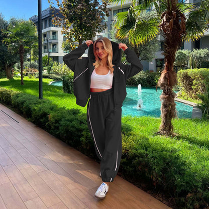 Dames Joggingset Sportief met Capuchon Vest en Jogger