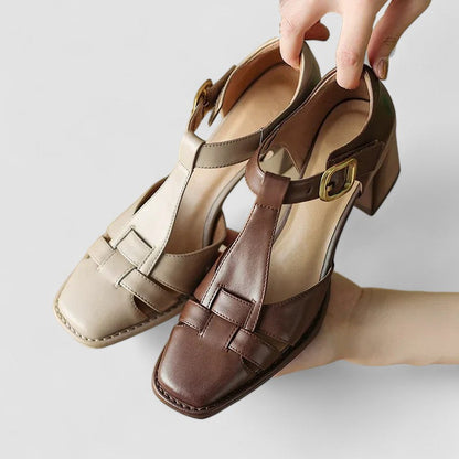Dames Orthopedische Blockhakken Met T-strap