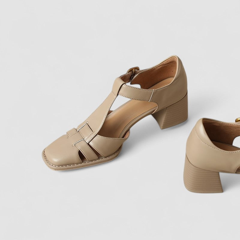 Dames Orthopedische Blockhakken Met T-strap