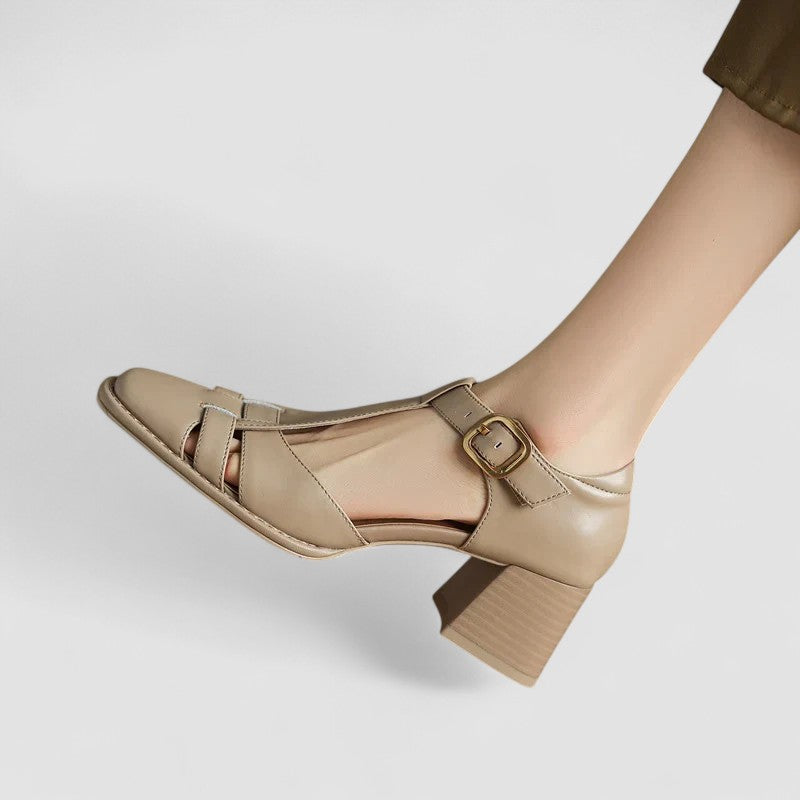 Dames Orthopedische Blockhakken Met T-strap