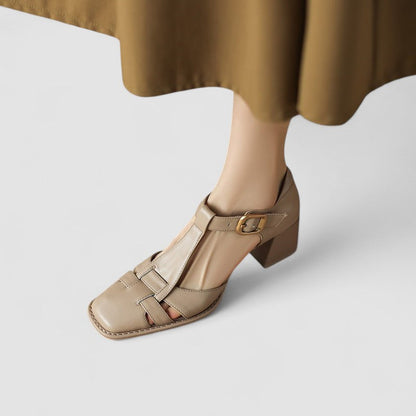 Dames Orthopedische Blockhakken Met T-strap