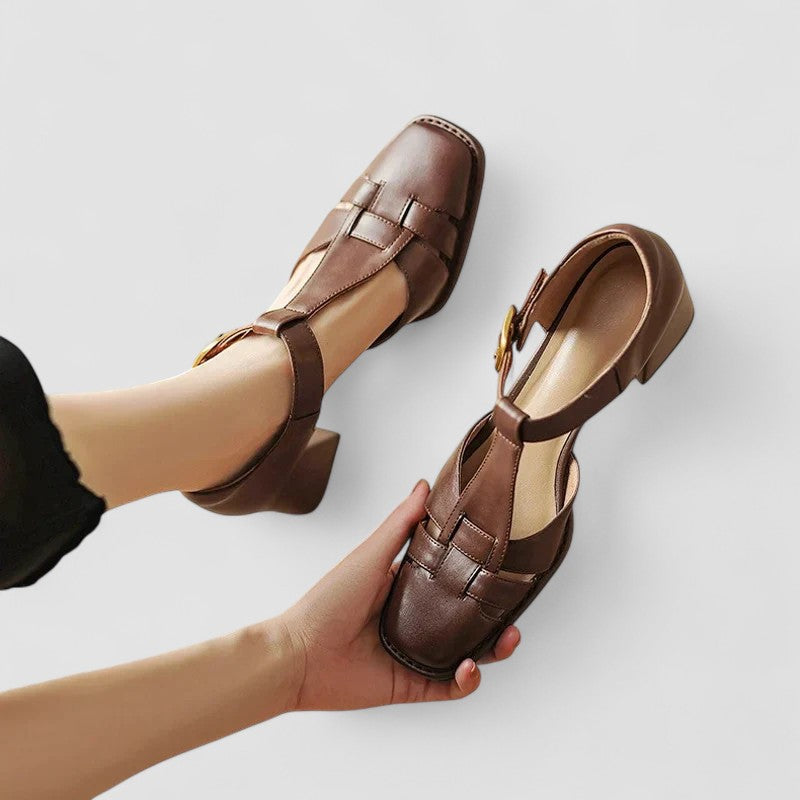 Dames Orthopedische Blockhakken Met T-strap