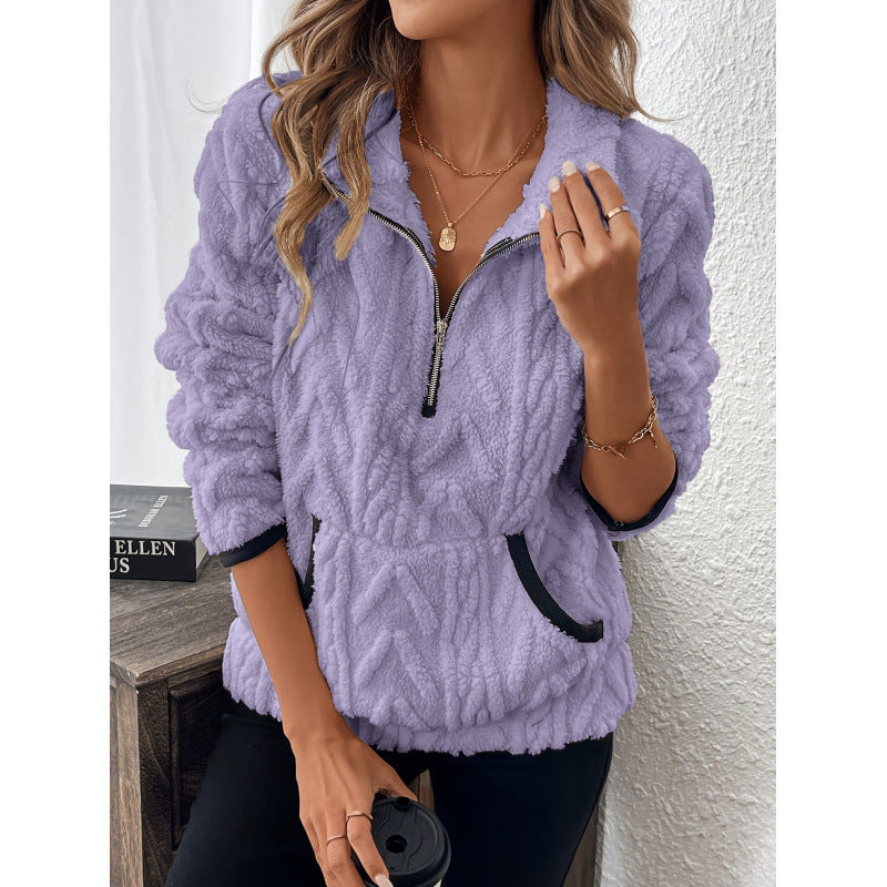 Dames Teddy Trui Warm en Comfortabel Half-Zip