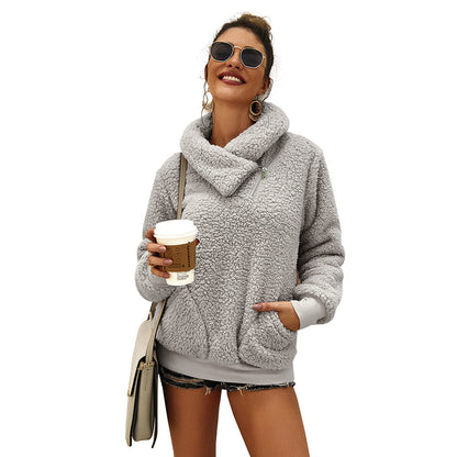 Dames Teddy Trui Warm Elegante met Kraag en Rits