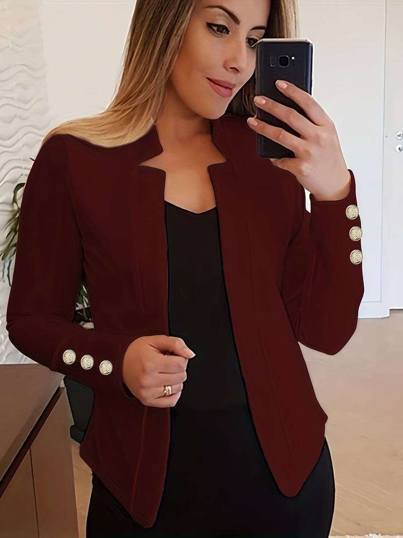 Casual Dames Blazer met Knopen – Lichtgewicht Katoen, Lange Mouw