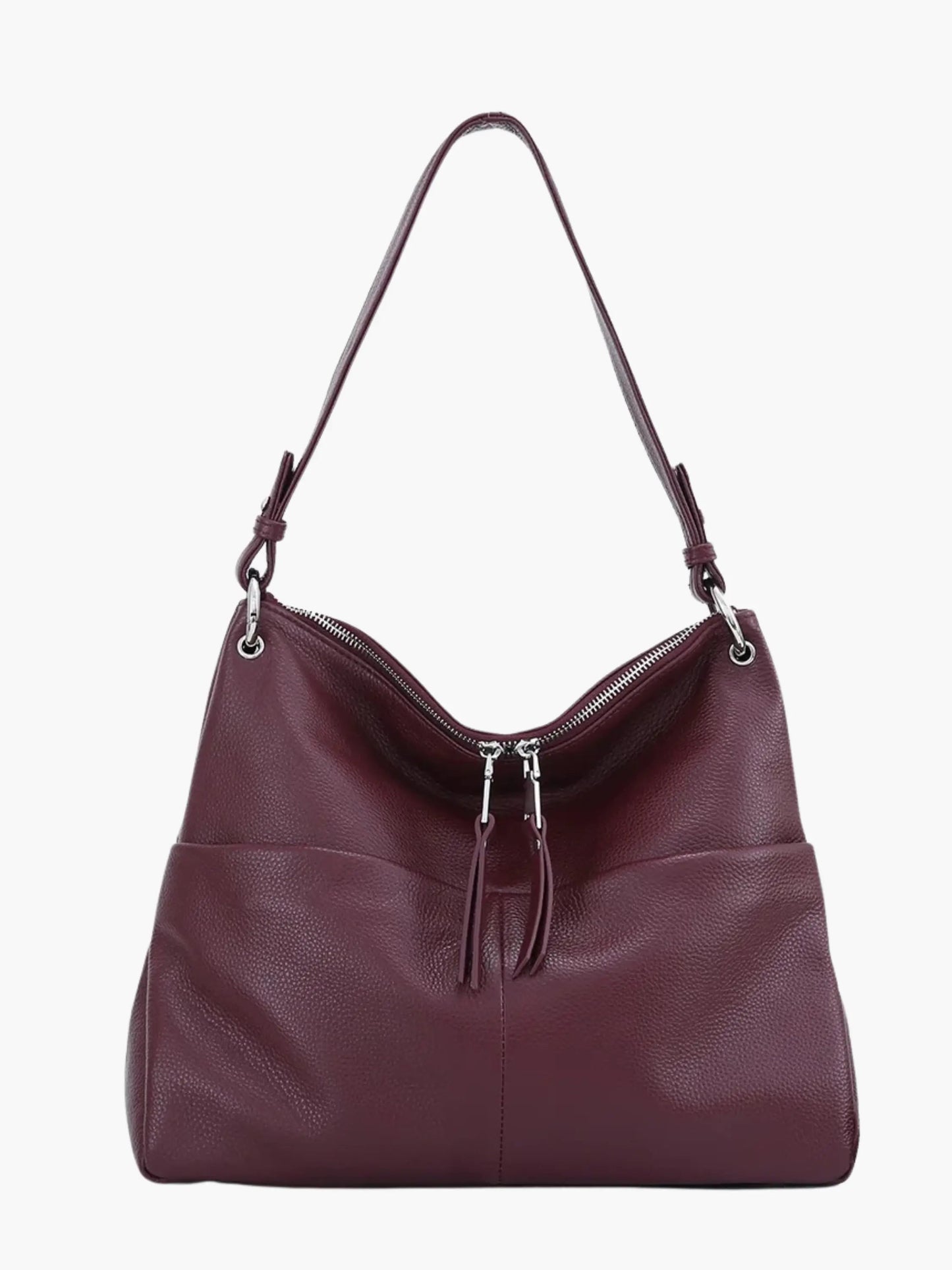 Leren Hobo Tas Zacht Leer Ritsluiting Damestas - Mode Vibes