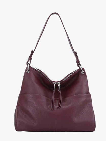 Leren Hobo Tas Zacht Leer Ritsluiting Damestas - Mode Vibes