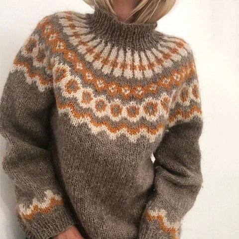 Dames Gebreide Trui Nordic Stijl Warm en Elegaat