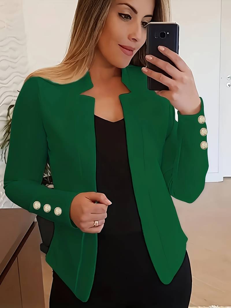 Casual Dames Blazer met Knopen – Lichtgewicht Katoen, Lange Mouw
