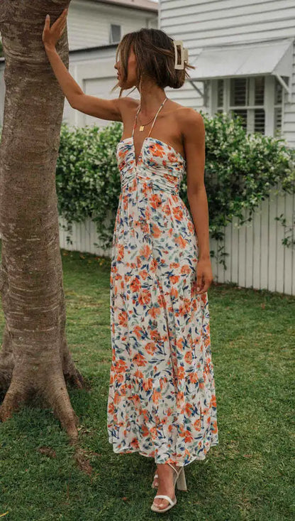 Fleurige Maxi Jurk voor Vrouw Stijlvol en Comfortabel